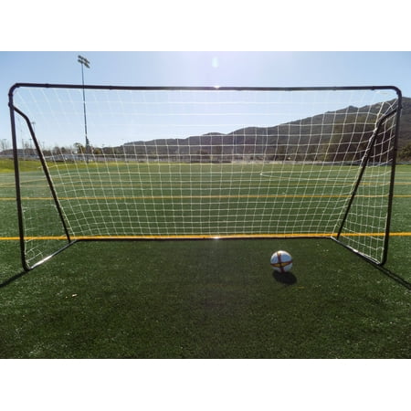 Vallerta® 12 x 6 Ft. Black Powder Coated Galvanized Steel Soccer Goal w/Net. 12x6 Foot AYSO Regulation Size Portable Training Aid. Ultimate Backyard Goal, All Weather, One Year