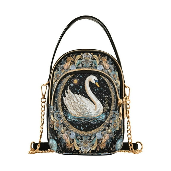 Cross Body Fashion Shoulder Waist Purse Bags Swan in Celestial Garden Pocket Handbags