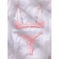 thumbnail image 2 of Open Cup Lingerie Pink Underwire Set Crotchless Sexy Underwear, 2 of 5