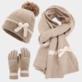 thumbnail image 2 of Knit Cuffed Beanies Scarf Gloves for Women Thickened Long Scarf Furry Hat Winter 2025 Khaki Free, 2 of 4