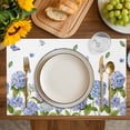 thumbnail image 4 of Spring Hydrangeas Placemats Set of 4, Purple Floral Butterfly Leaves Placemats for Dining Table, Place Mats for Kitchen Tabletop, Waterproof Wipeable Dining Table Mats Set, 4 of 9