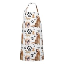 Golden Retriever Apron-Garden Aprons for Women with Pockets-Cotton Linen Waterproof Kitchen Cooking Gardening Aprons Adjustable for Kitchen,Cooking,BBQ and Salon 33x27 Inch