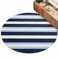thumbnail image 2 of Round Area Rugs 4Ft, Blue Navy Striped Non-Slip Washable Circle Rugs Carpet, Modern Ombre Abstract Lines Pattern Indoor Outdoor Rug Floor Mats Throw Runner for Bedroom Living Room Bathroom, 2 of 8