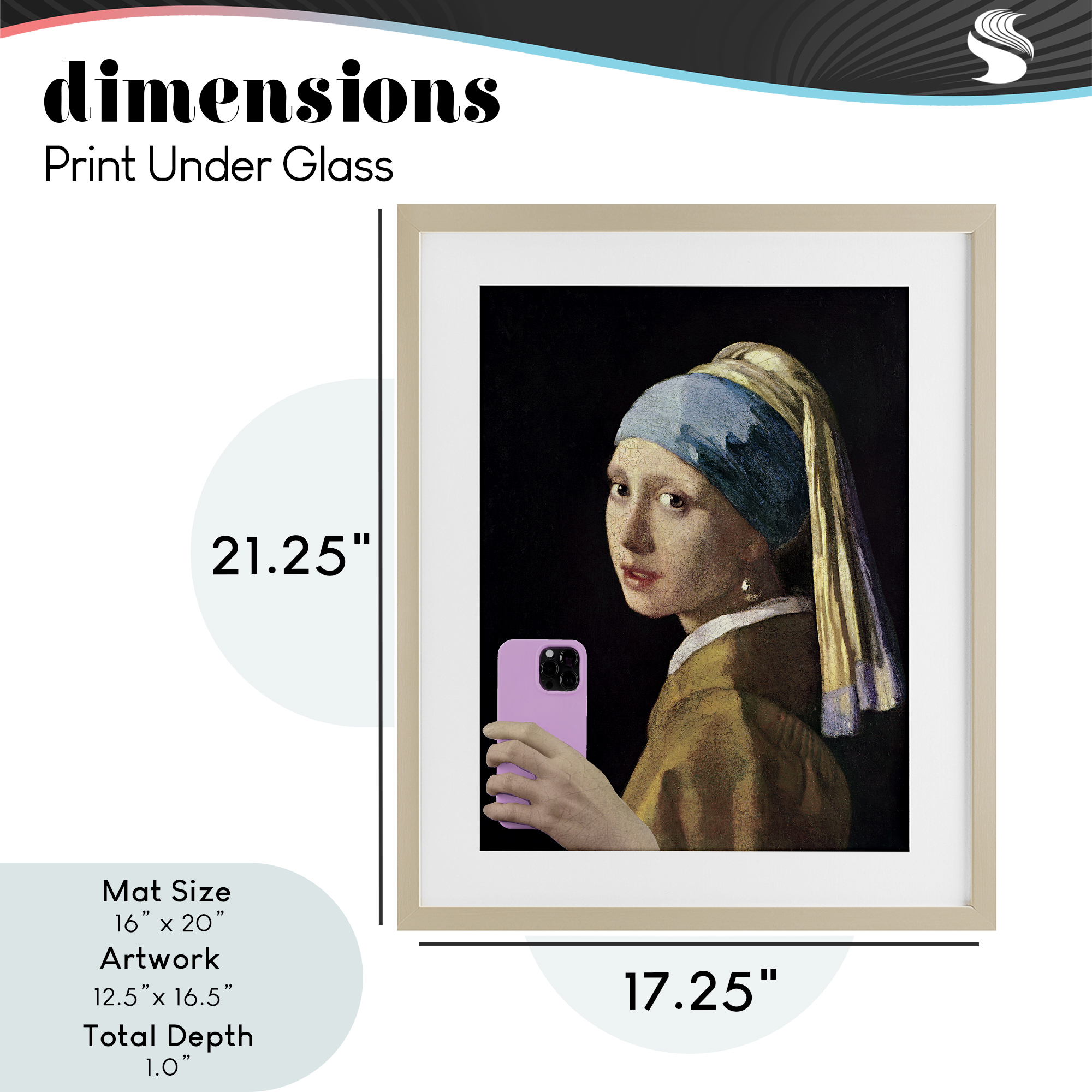 Girl With Pink Phone Funny Birch Framed Print Under Glass, design by Masters Redux
