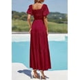 thumbnail image 3 of PRETTYGARDEN Womens Summer Puff Short Sleeve Maxi Dress Square Neck Smocked Tiered Ruffle A Line Long Flowy Beach Dresses, 3 of 8