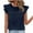 Navy, variant on Women Eyelet Ruffle Sleeve Blouse Round Neck Short Sleeve Casual Boho Vacation Beach Loose Tops, Navy L