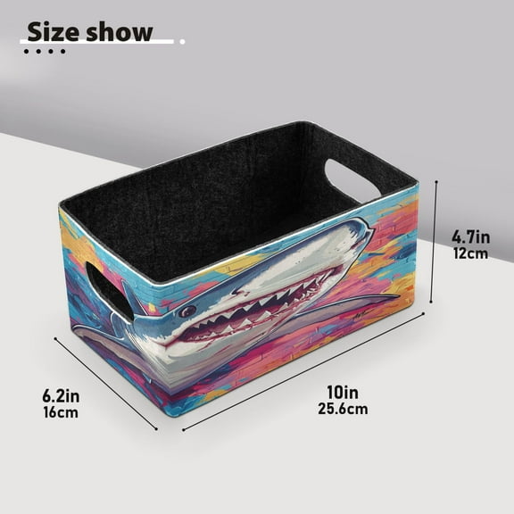 BZSMCE Shelf Baskets Shark Jump To Wall Pattern Storage Cube Bins 10.1*6.3*4.7in Set of 2