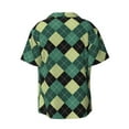 thumbnail image 2 of Wukai Green Squares Men's Casual Short-Sleeve Button Down Shirt - Lightweight Summer Dress Shirt for Daily Wear-, 2 of 7