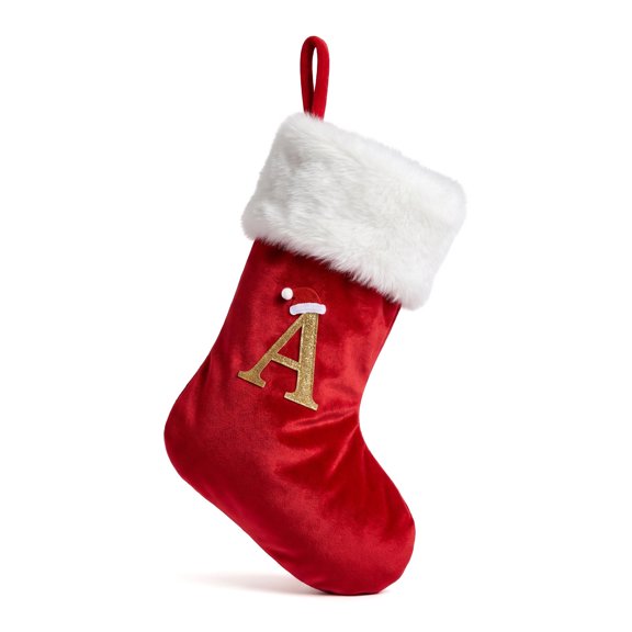 Unique Bargains Double Layer Modern Cozy Reindeer Christmas Stocking Letter A 18"