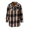 thumbnail image 6 of Flannel Plaid Shackets for Women Lapel Collar Button Down Shirt Jacket Sherpa Fleece Lined Winter Coat with Pocket (XL, Black), 6 of 7