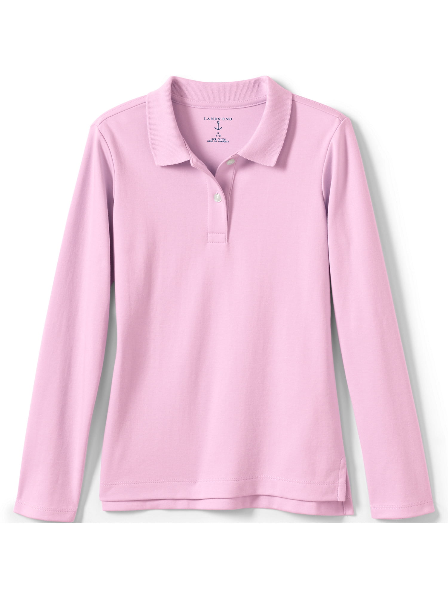 Lands' End School Uniform Girls Long Sleeve Feminine Fit Interlock Polo
