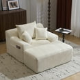 thumbnail image 5 of Oversized Fluffy Chaise Lounge Chair with Ottoman, Comfy Boneless Design and 3 Pillows for Living Room or Bedroom in Beige, 5 of 9