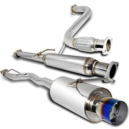 Full Cat Back Exhaust System - Spec-D Tuning MFCAT2-ACD94T-SD Honda Accord Ex Dx Lx 2 4 Door Full Cat Back Exhaust System Titanium Burnt Tip
