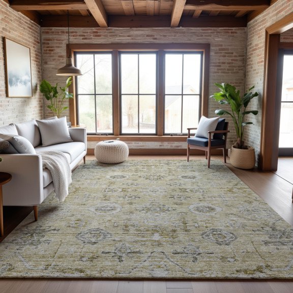 Addison Rugs Mayfield Premium Machine Washable Traditional Damask Beige Rectangle Rug, 8' x 10'