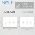 thumbnail image 5 of [2 Pack] NEU Triple Toggle Mid-Size Switch Cover Wall Plates, 3-Gang 6.5" x 4.75", Unbreakable Polycarbonate Thermoplastic, Glossy White, 5 of 5