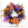 thumbnail image 3 of Halloween Wreath with Ghost Face Pumpkin, Outdoor Fall Porch Decor for Spooky Halloween, Indoor Halloween Door Wreath for Fall Festive (20 Inch), 3 of 8