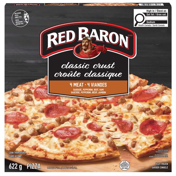 Red Baron Four Meat Classic Crust Frozen Pizza, 622 g, Red Baron Four Meat Classic Crust Frozen Pizza 622gram