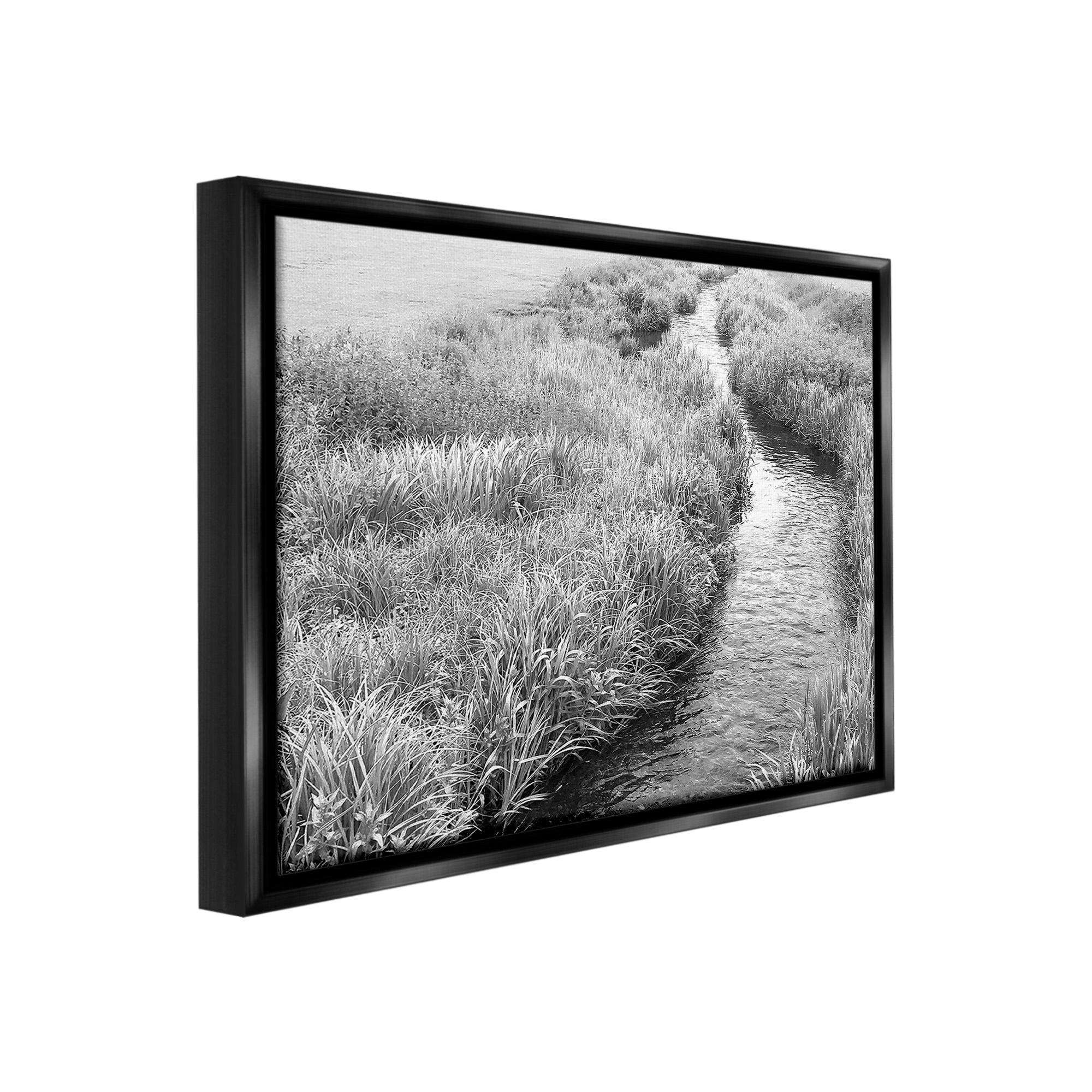 Stupell Industries Flowing Beach Canal Landscape Photography Black Floater Framed Canvas Art Print Wall Art, 21 x 17