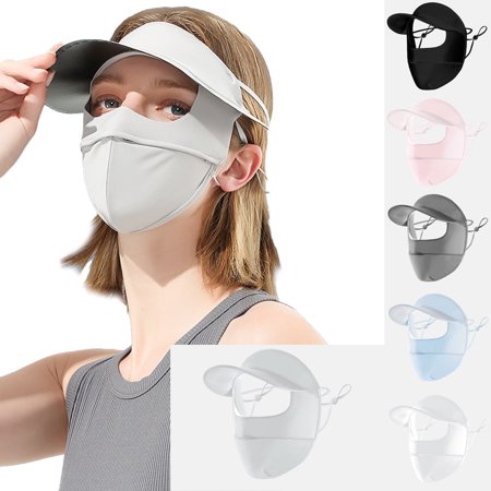 Women Anti UV Face Cover, UPF 50+ Summer Full Face Mask, Wide Brim Breathable Sunscreen Sports Face Covering