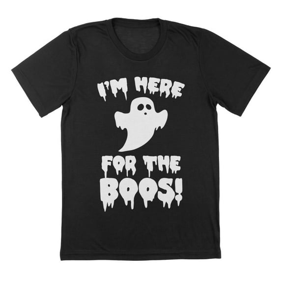 Here For The Boos Humor Halloween Graphic Black Mens T-Shirt