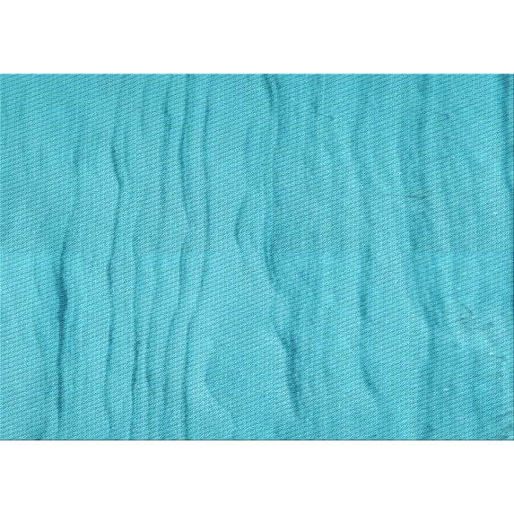 Ahgly Company Machine Washable Indoor Rectangle Transitional Bright Cyan Blue Area Rugs, 4' x 6'