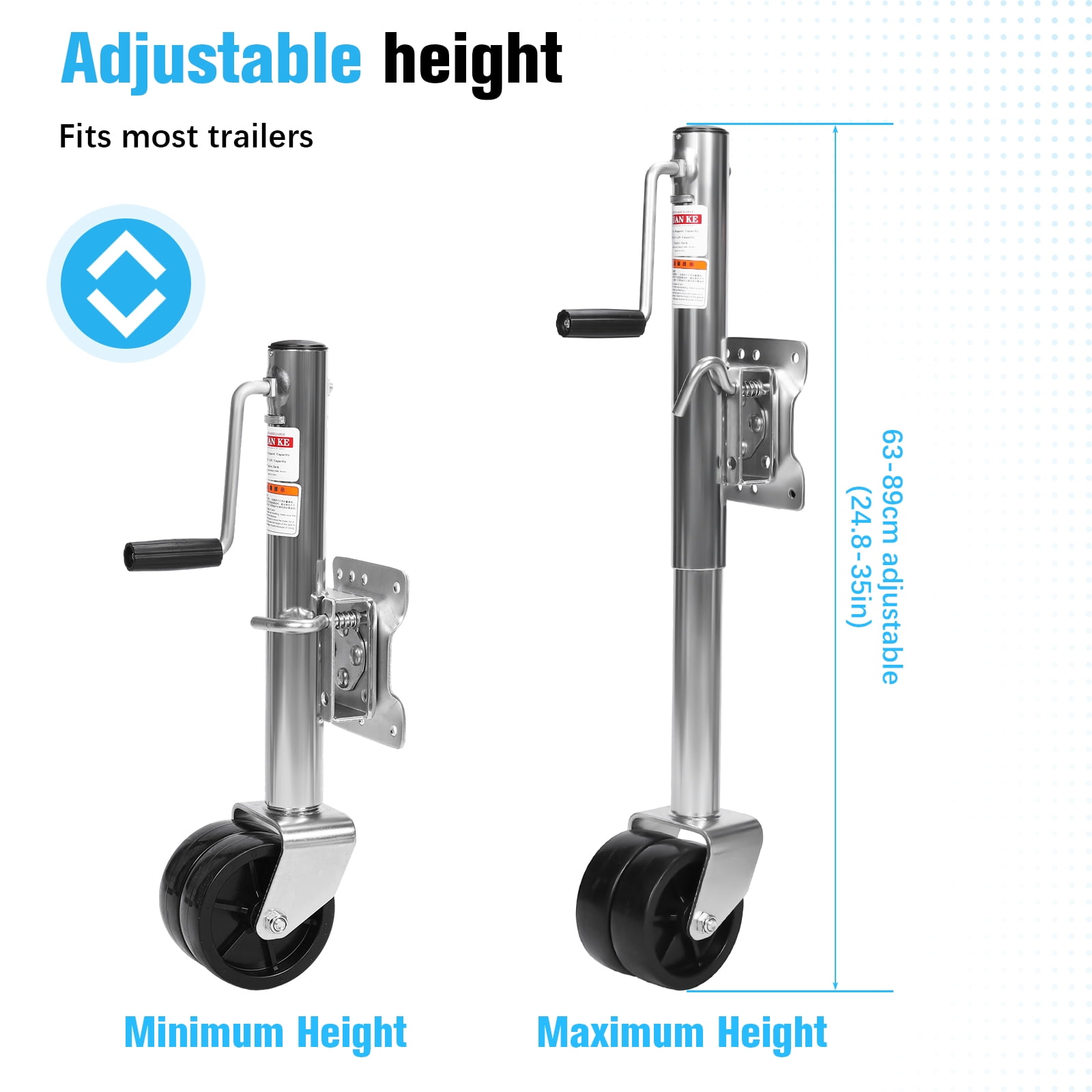 Qiyester 2000 Lbs Trailer Jack with Dual Wheel Heavy Duty Swivel Boat Jack 10 Inch Lift Bolt-on Tongue Trailer Jacks for Rv Boat Trailers