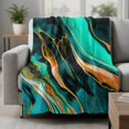 thumbnail image 2 of Dark Green Orange Marble Blanket Soft Cozy Warm Throw Blanket for Couch, Plush Fuzzy Flannel Fleece Blankets for Sofa, Modern Abstract Art Marbles Bed Blankets Lightweight Gifts for Women, 32"x48", 2 of 9