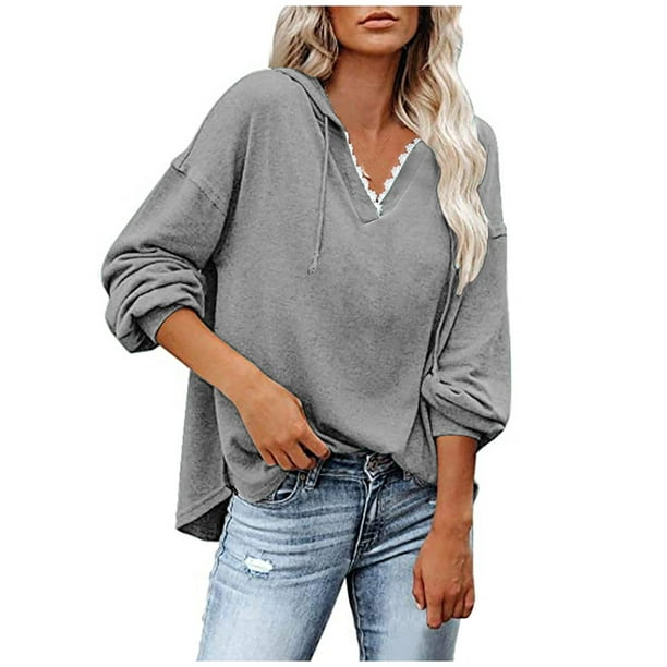 Plus Size Hoodies for Women Fall Basic Shirt Sweatshirt with Hood