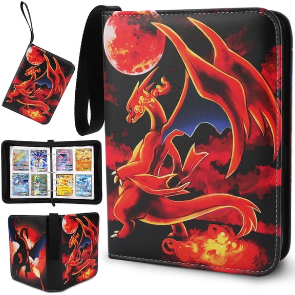 4-Pocket Trading Card Binder with Zipper, Holds 400 Cards, Card Album Holder with 50 Removable Sleeves for Collectors