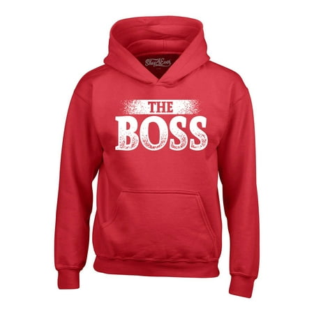Shop4Ever Men's The Boss Hooded Sweatshirt Hoodie Large Red