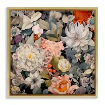 Stupell Industries Grey Mixed Botanicals Botanical & Floral Painting Gold Floater Framed Art Print Wall Art, 18 x 18