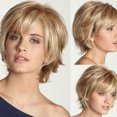 thumbnail image 2 of Jumpingount Peluca rubia para mujer, fácil de mantener, aspecto realista y natural, pelo corto rubio Cuidado del cabello, 2 of 6