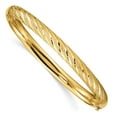 thumbnail image 3 of 14K Yellow Gold Textured Diamond Cut Twisted Bangle Bracelet, 3 of 5