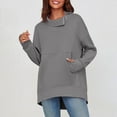 thumbnail image 2 of Summer !DianGeFu Ribbed Dresses for Plus Size Women In Fall 50% Off Clear,Fashion Women's Casual Long Sleeve Solid Turtleneck Zipper Pocket Ladies Tops Blouse,Gray,XL, 2 of 9