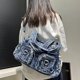 thumbnail image 4 of Bolso de mano LinDeJuan de mezclilla lavada de moda con degradado desgastado, 4 of 4