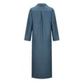 thumbnail image 5 of Elainilye Fashion Women's Denim Dress Turndown Collar Loose And Comfortable Long Sleeve Dress Button Maxi Dress,Blue, 5 of 8