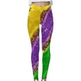 thumbnail image 4 of DDAPJ pyju Mardi Gras Leggings for Women Trendy Print Elastic High Waisted Yoga Pants Carnival Party Tights Color Block Casual Skinny Pants Multicolor#1 L, 4 of 6
