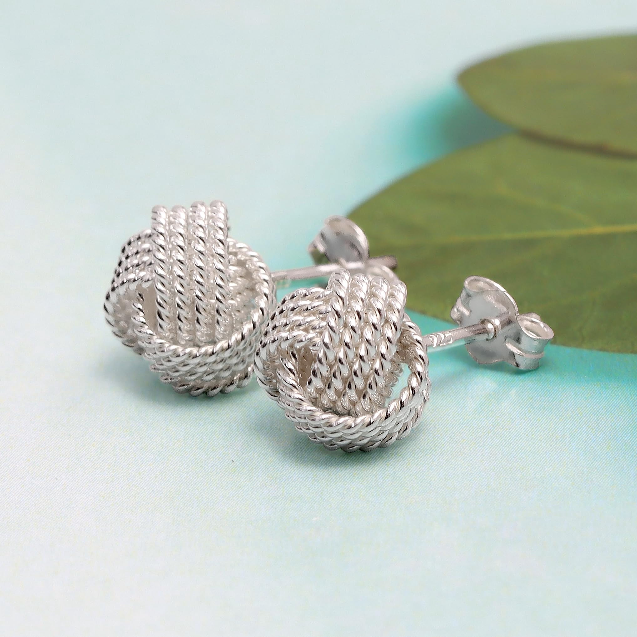 LeCalla 925 Sterling Silver Light-Weight Italian Design Love Knot Stud Earrings Jewelry for Women and Teen 10MM