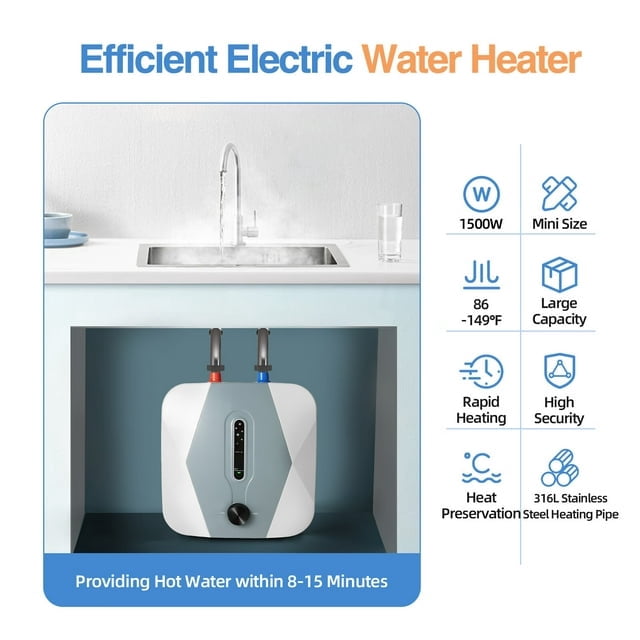 SHIOUCY Electric 110 Volts 1500W Tankless Water Heater for Kitchen
