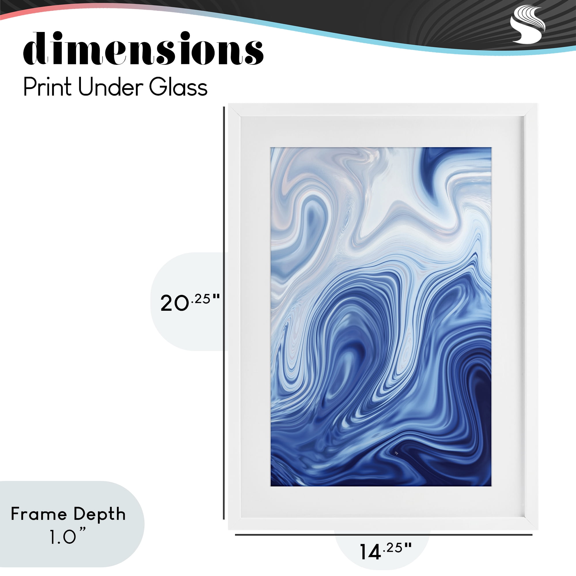 Stupell Industries Blue Marble Fluidity White Framed Print Under Glass, design by Martina Pavlova