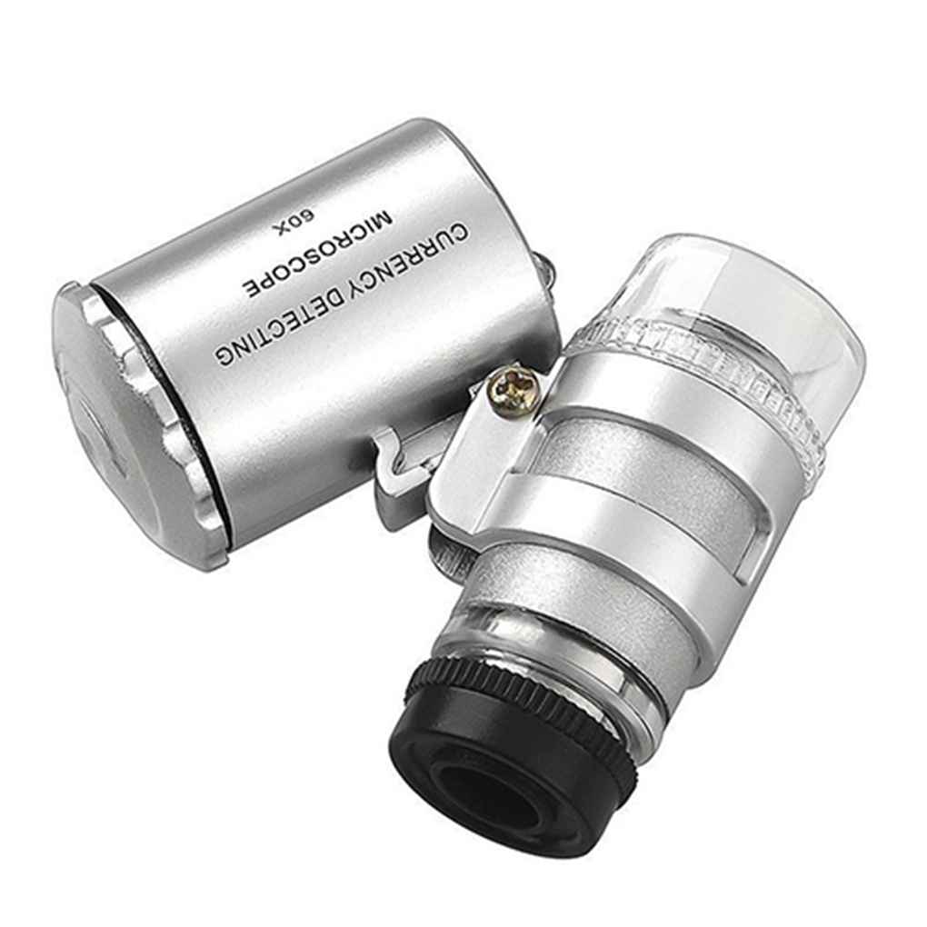 Yihaifu 60X Tasche Gioielli Microscopio Microscopio UV Lente di ingrandimento Luce UV di Vetro LED
