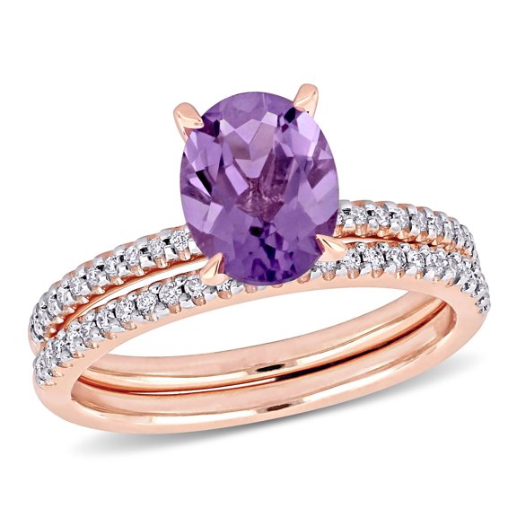 Everly Women's Amethyst 14k Rose Gold Bridal Set