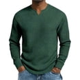 thumbnail image 2 of ZCFZJW Men’s Waffle Shirts Lightweight Casual V Neck Long Sleeve Tops Casual Basic Solid Color Athletic T-Shirts Lightweight Knit Pullover Sweaters Green XXXXL, 2 of 5