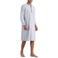 thumbnail image 5 of INSPIRE CHIC Men's Sleepshirts Striped Loose Fit V-Neck Sleepwear with Pocket L Light Gray, 5 of 6