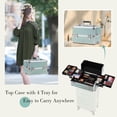 thumbnail image 2 of 4 in 1 Rolling Makeup Train Case Large Cosmetic Trolley Box Salon Barber Case Traveling Cart Trunk, 2 of 7
