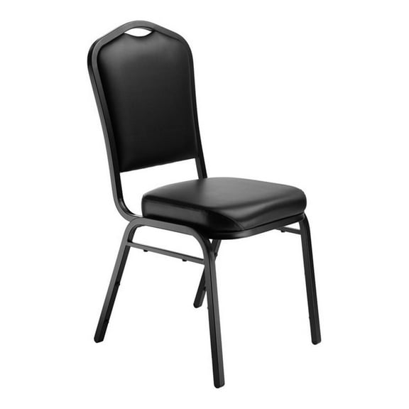 Pemberly Row 37" Metal and Deluxe Vinyl Stack Chair in Panther Black