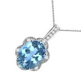thumbnail image 2 of Mauli Jewels Engagement Necklace for Women 5.30 Carat Oval Shaped Blue Topaz and Diamond Pendant 4-prong 10K White Gold|Silver Chain, 2 of 5