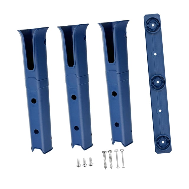 Soporte para Caña de Pescar de 3 Tubos Perfecl Azul Ajustable con Tornillos de Montaje Laterales