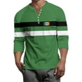 thumbnail image 2 of Men's St. Patrick's Day Irish Henley Shirt 3/4 Sleeve Color Block Clover Top, 2 of 7
