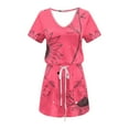 thumbnail image 4 of Birdeem Robes pour Femmes Mode Féminine Couleur Unie Manches Courtes Col en V Mi-Mollet Robe, 4 of 12